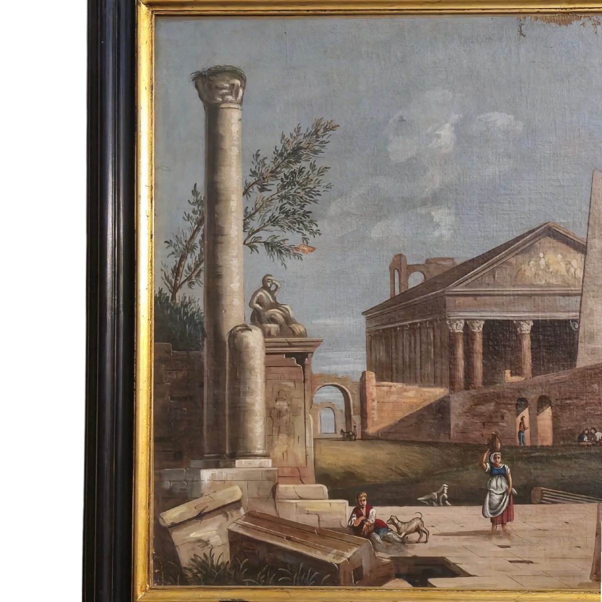 Pair Of Animated Architectural Paintings From The 18th Century-photo-2