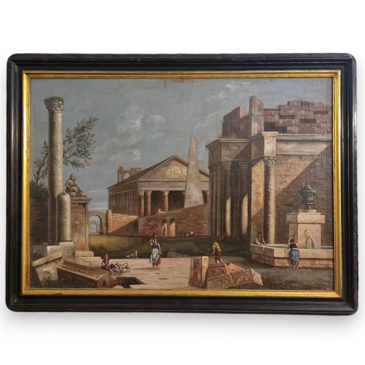 Pair Of Animated Architectural Paintings From The 18th Century-photo-3