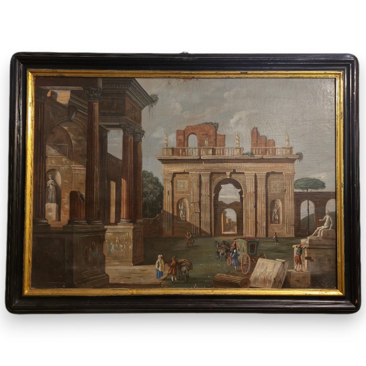 Pair Of Animated Architectural Paintings From The 18th Century-photo-4