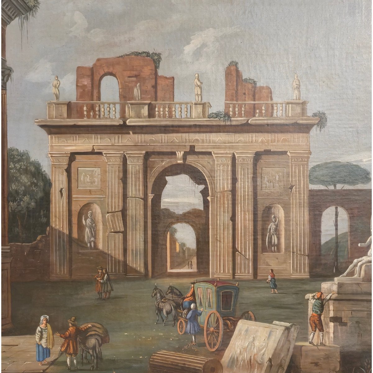 Pair Of Animated Architectural Paintings From The 18th Century-photo-2