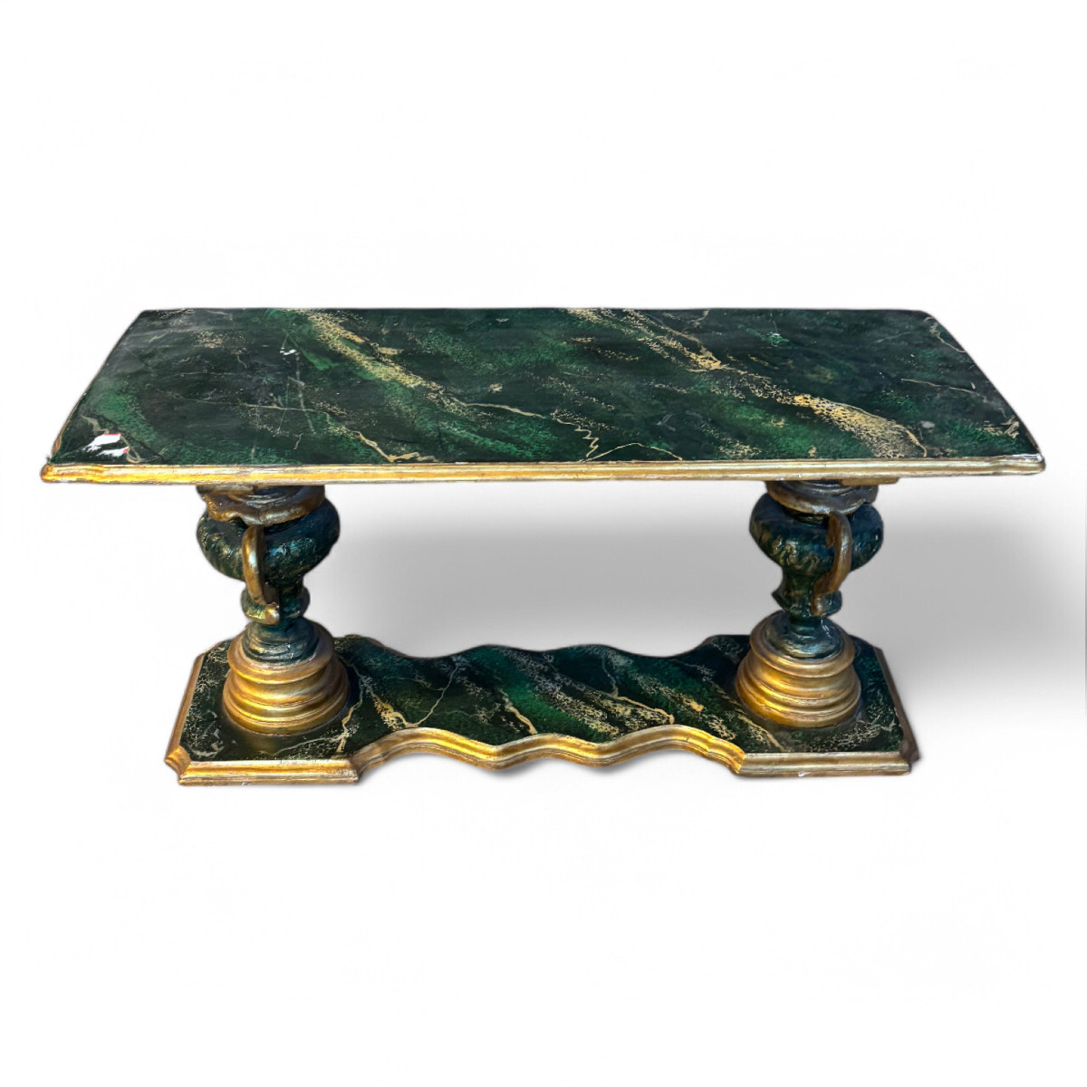 Antique 19th Century Painted And Gilded Coffee Table-photo-2