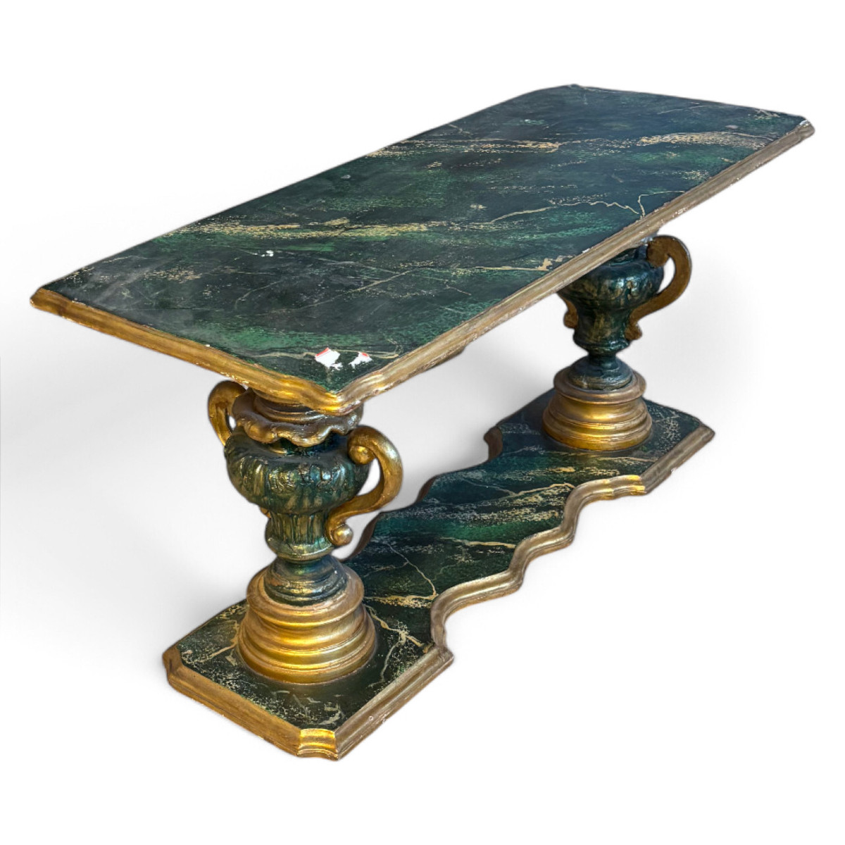 Antique 19th Century Painted And Gilded Coffee Table-photo-3