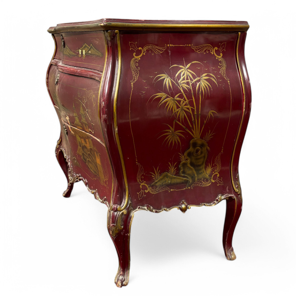 Antique Chest Of Drawers In Lacquered And Painted Wood-photo-2