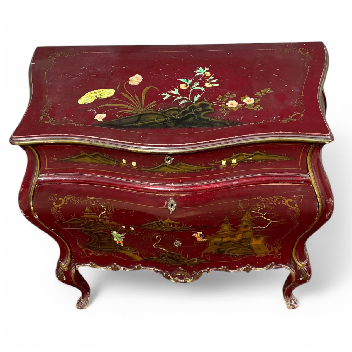 Antique Chest Of Drawers In Lacquered And Painted Wood-photo-4