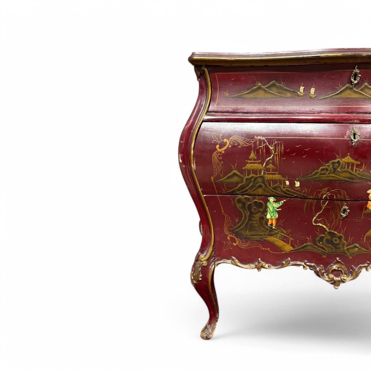 Antique Chest Of Drawers In Lacquered And Painted Wood-photo-1