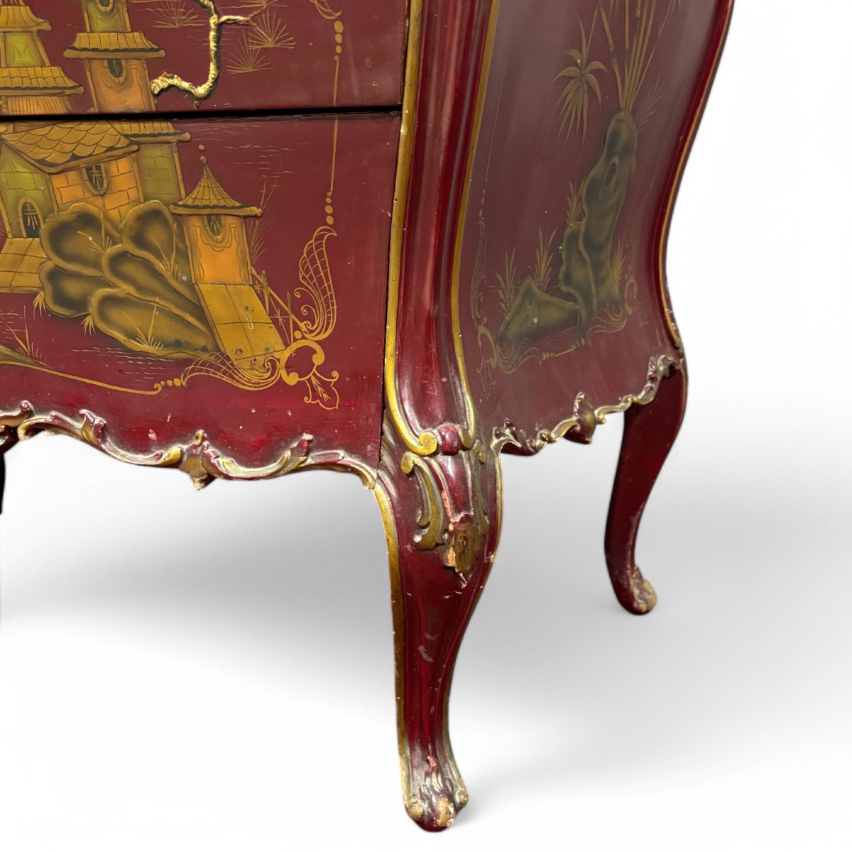 Antique Chest Of Drawers In Lacquered And Painted Wood-photo-2