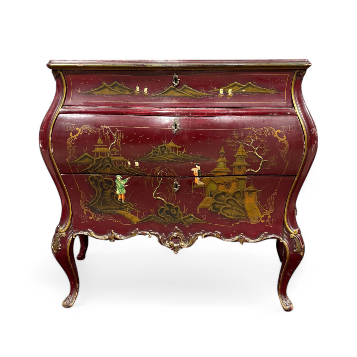 Antique Chest Of Drawers In Lacquered And Painted Wood-photo-7