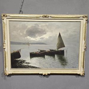 Antique Painting De Luca Sailing Boats