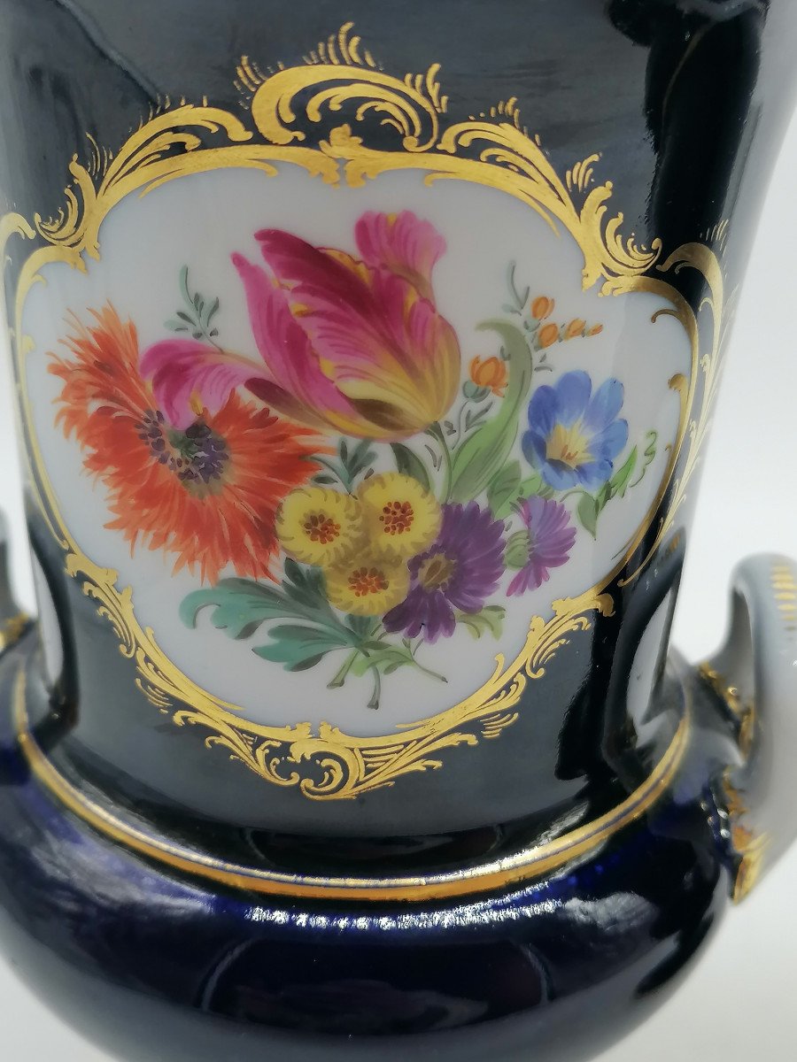 Paire de Vases En Porcelaine Meissen XXème-photo-3