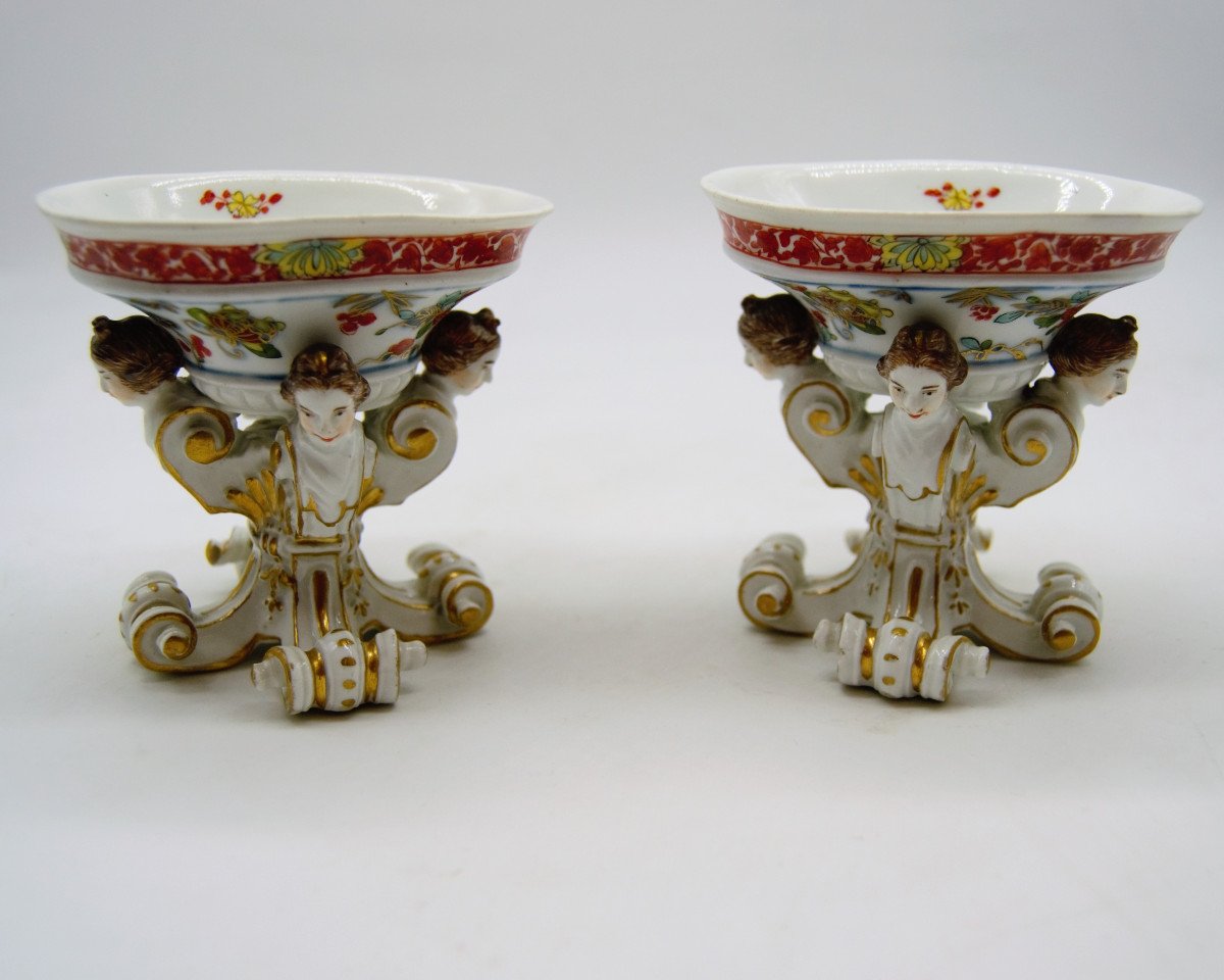 Rare Paire De Salerons En Porcelaine - Meissen XVIIIème