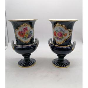 Paire De Vases En Porcelaine Meissen XXème