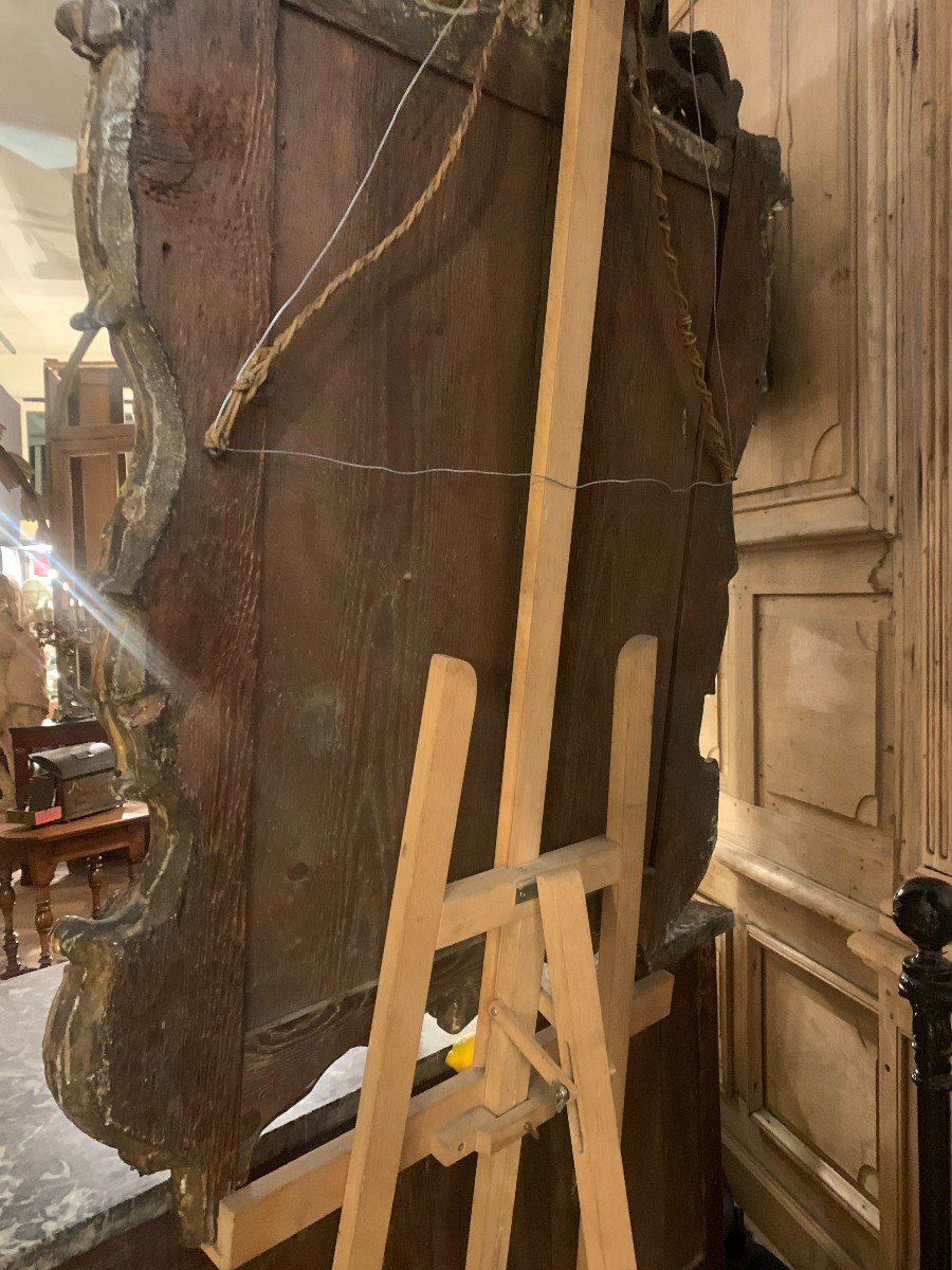 Beau Miroir En Bois Sculpté Et Doré à Parecloses. Midi De La France XVIIIème Siècle.-photo-6