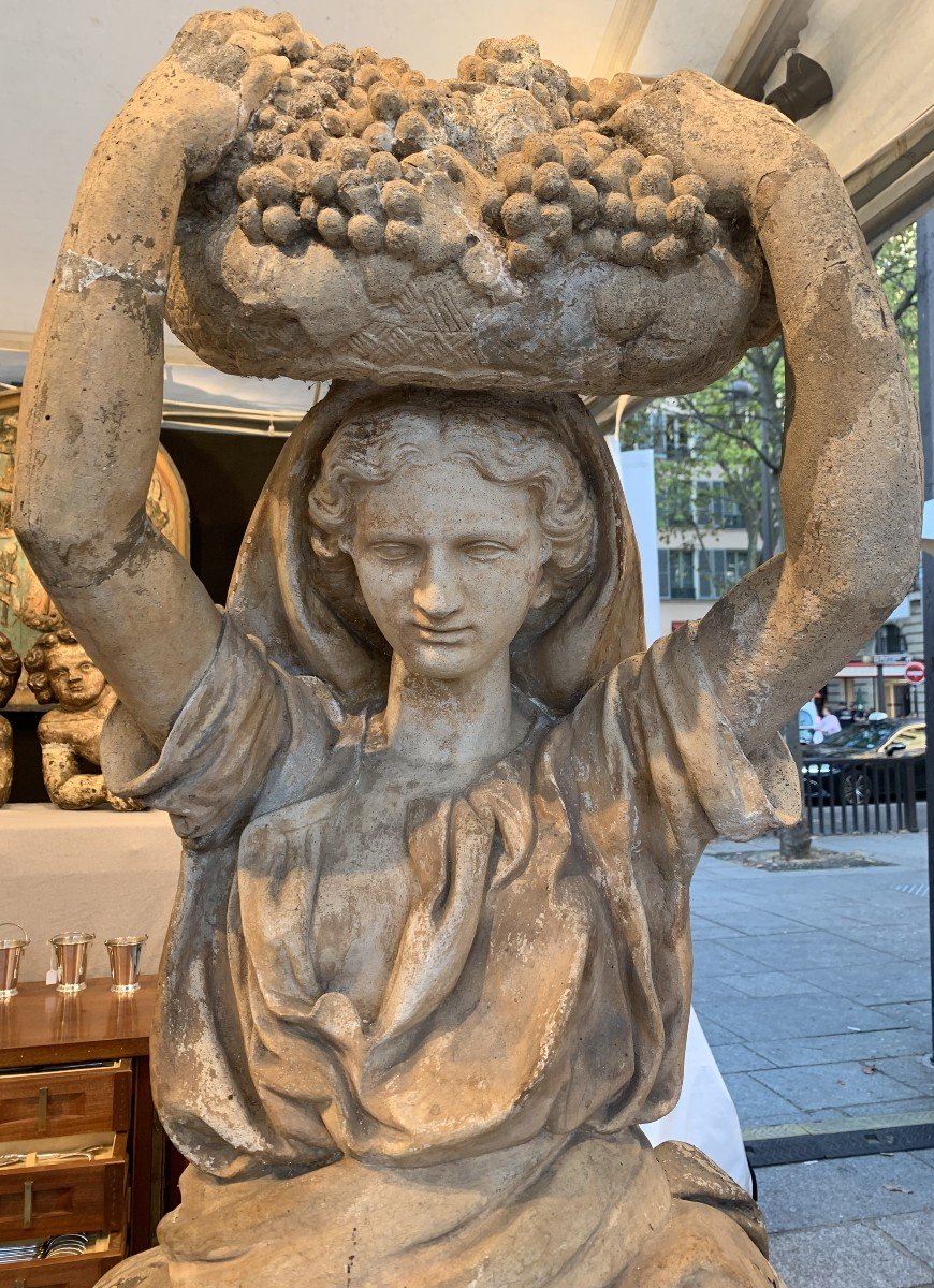 2 Sculpted Terracotta Statues: A Lumberjack And A Grape Harvester. Signed P Bellegarde Sculpt.-photo-1