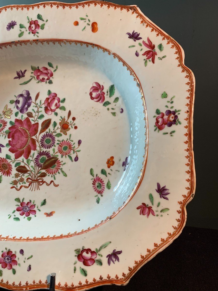 Plat En Porcelaine De La Compagnie Des Indes - Famille Rose - Epoque XVIII E Siècle-photo-4