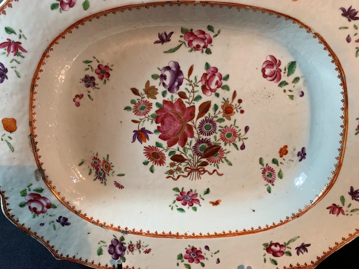 Plat En Porcelaine De La Compagnie Des Indes - Famille Rose - Epoque XVIII E Siècle-photo-2