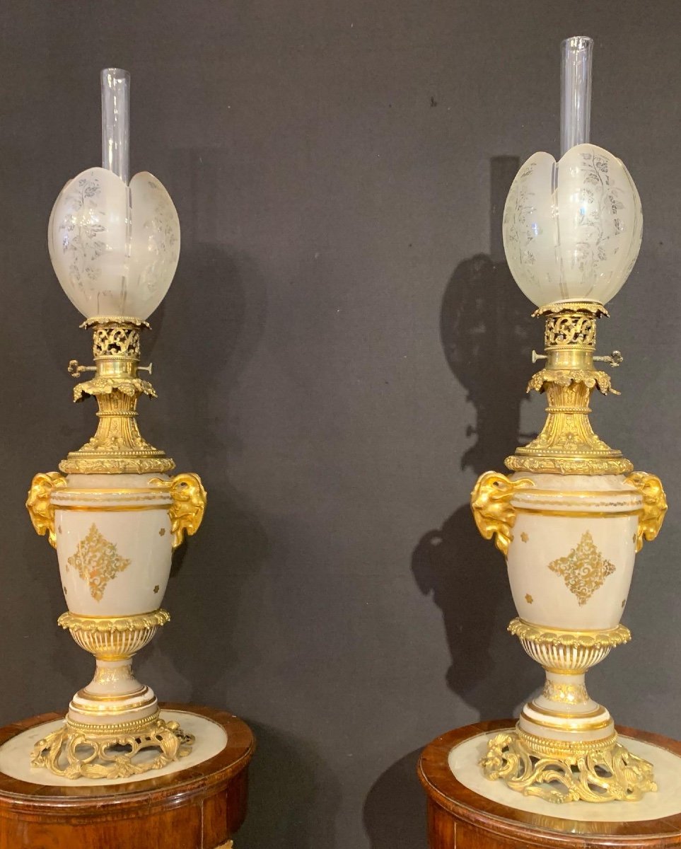 Pair Of Porcelain Lamps Early Nineteenth-photo-2