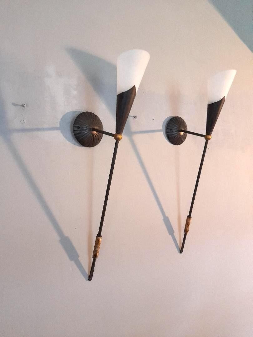 Pair Of Wrought Iron Wall Lights