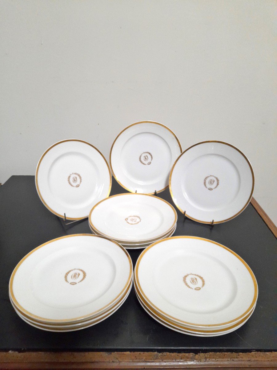 Twelve White Porcelain Plates From Paris