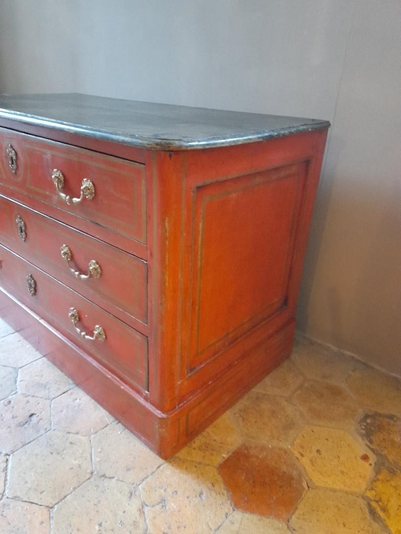 Painted Chest Of Drawers Opening With Three Provencal-style Drawers-photo-4