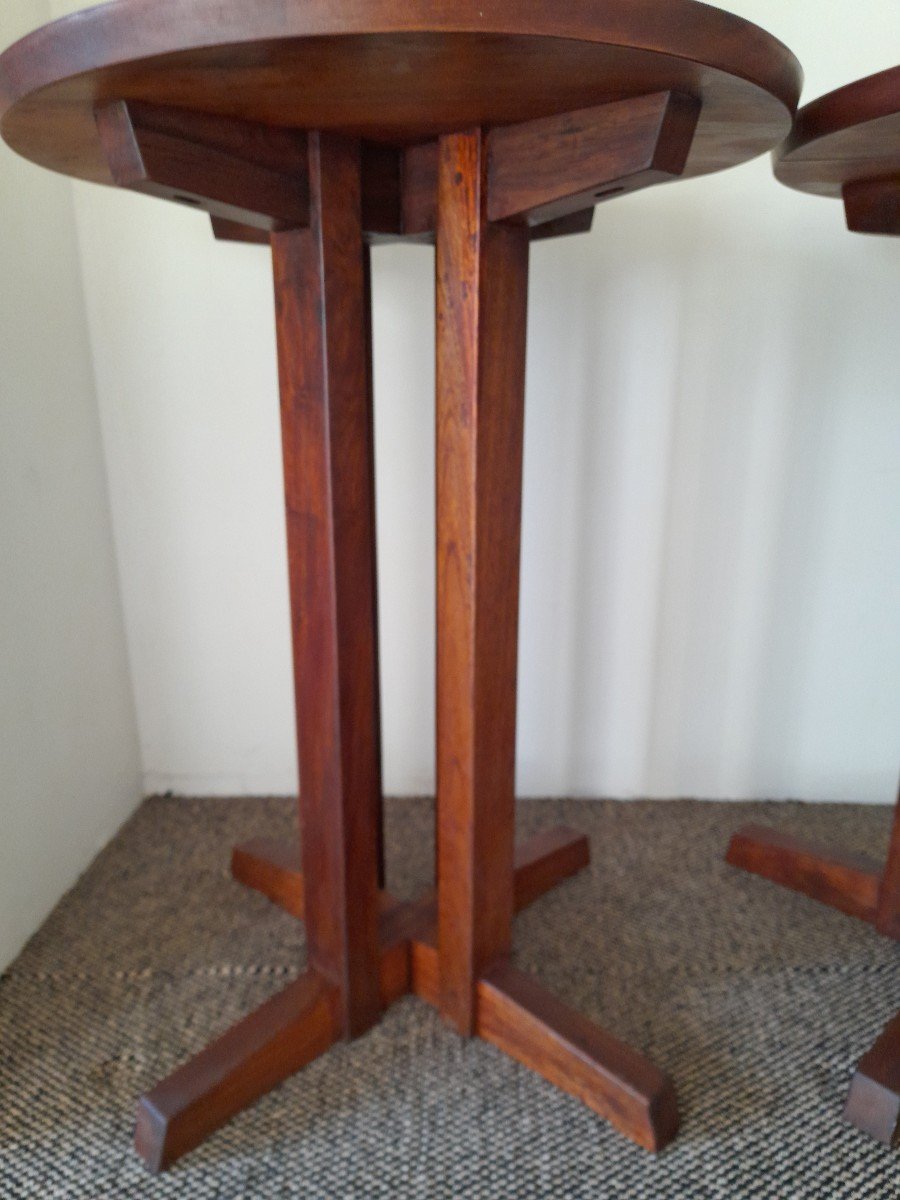 Pair Of Pedestal Tables In The Style Of Georges Nakashima-photo-4