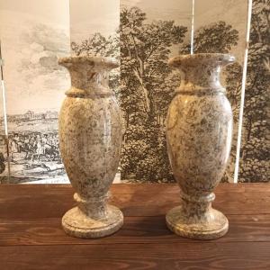 Pair Of Marble Baluster Vases