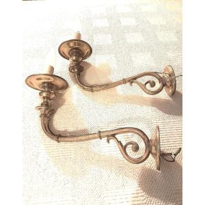 Pair Of Gilded Bronze Wall Lights