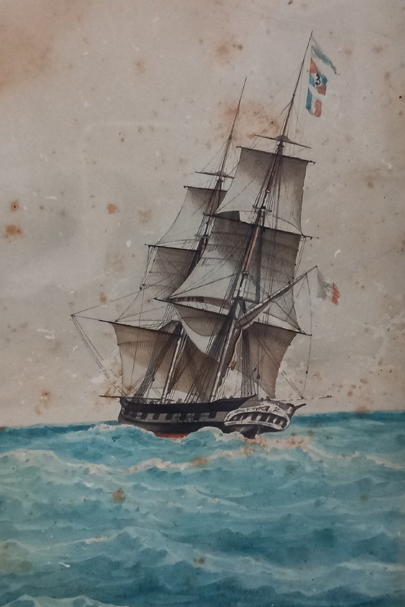 Sailboats In Regatta - Frédéric Roux (1805-1873)-photo-2