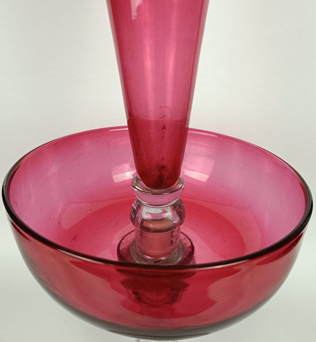 Center Table In Clear And Red Glass _ 19th Century-photo-3