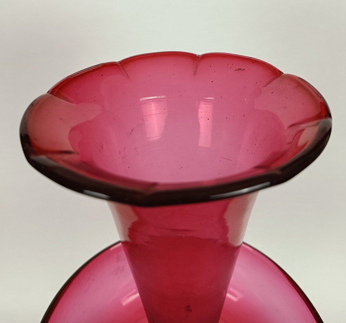 Center Table In Clear And Red Glass _ 19th Century-photo-1