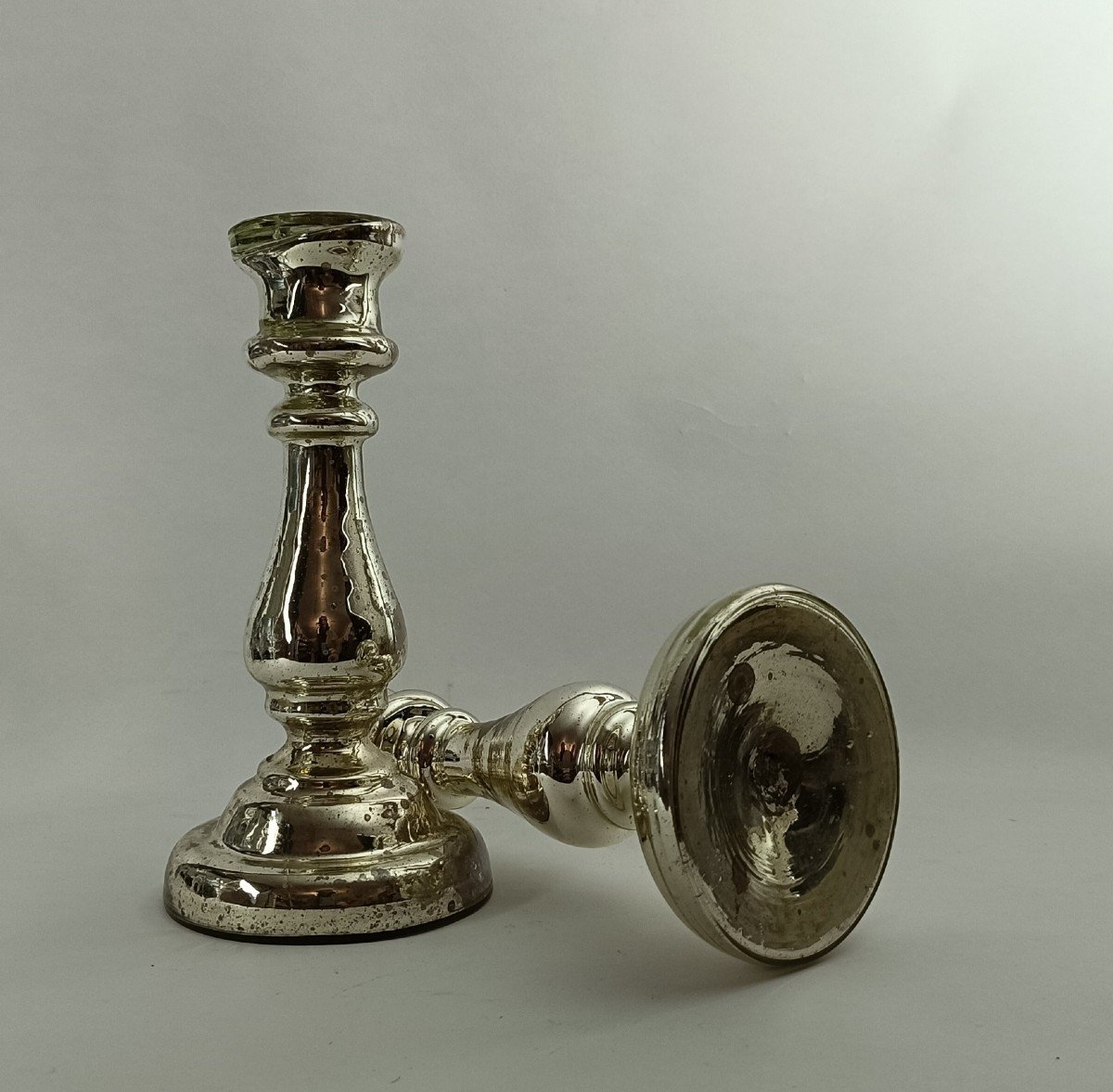 Pair Of Eglomisé Glass Candlesticks_19th Century-photo-2