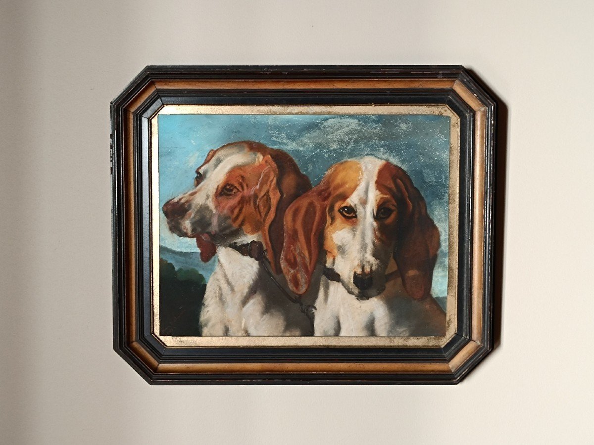 Portrait De Chiens De Chasse _ Louise Lalande _ XIXème