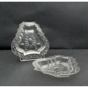 Paire De Raviers En Verre Taillé _ 18ème