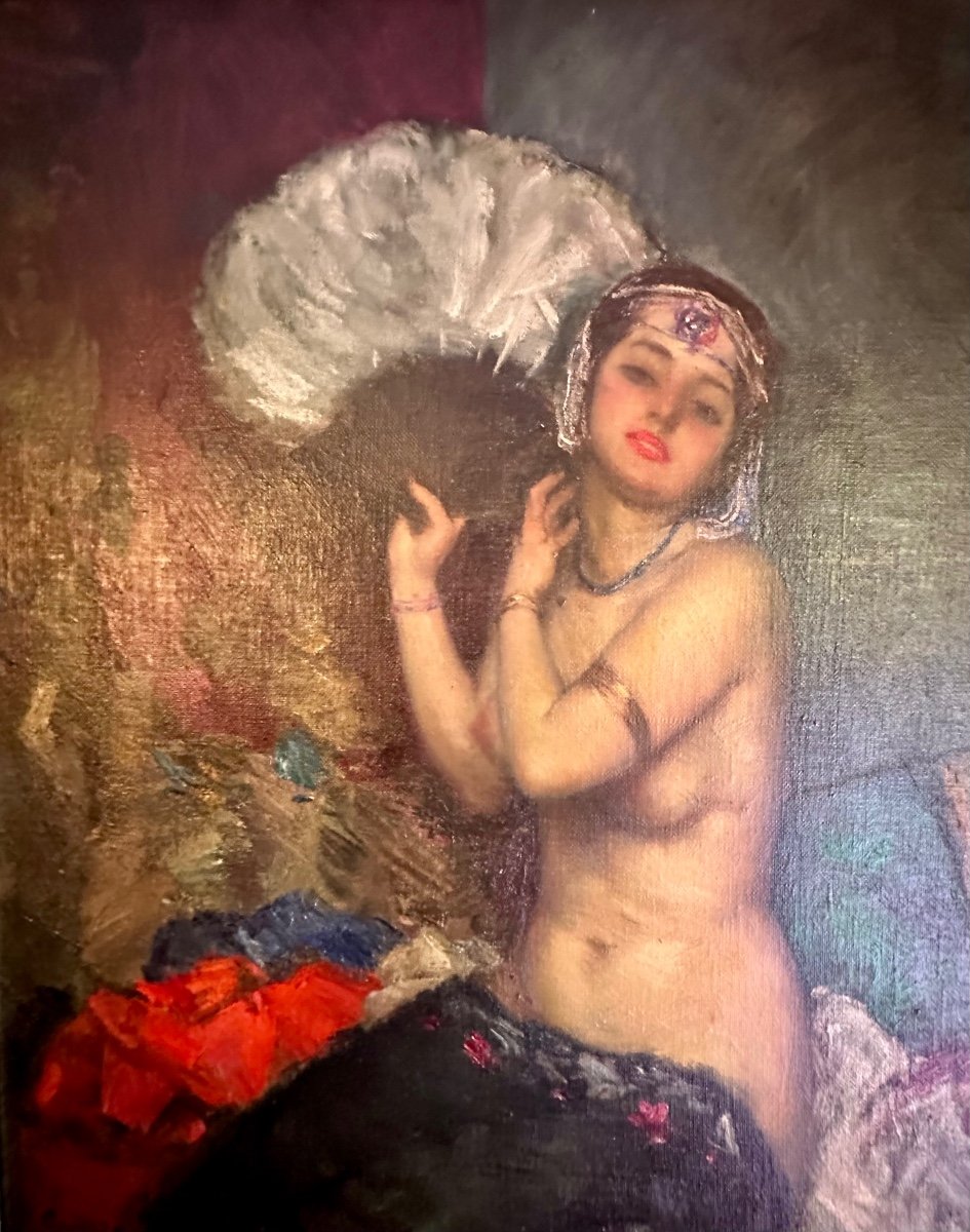 Painting On Canvas "the Gypsy" Attributed To Tanoux. Ref: 9-photo-2