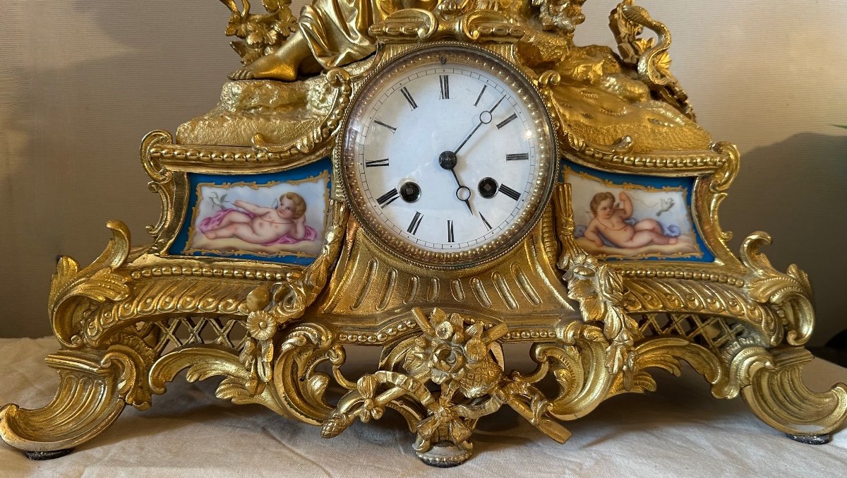 Napoleon III Clock In Gilt Bronze And Porcelain. Ref: 64-photo-3