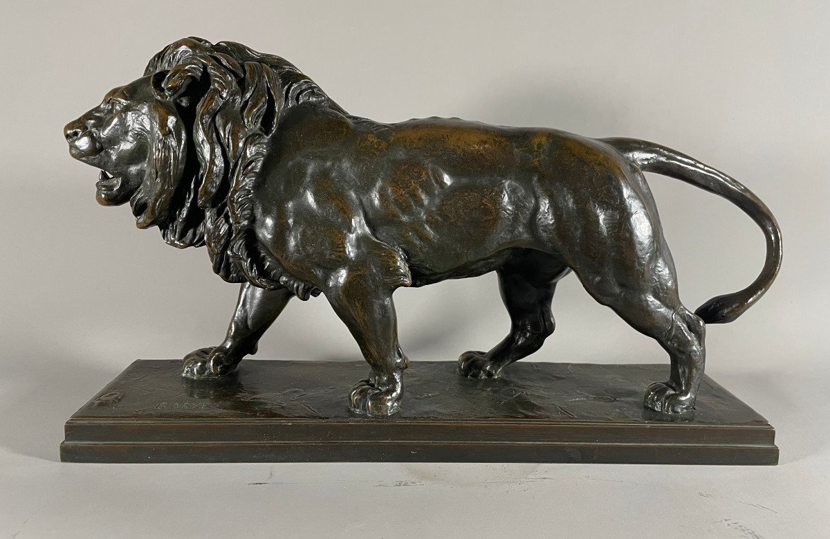 Standing Lion. Bronze With Brown Patina, Signed Barye. Ref: 179