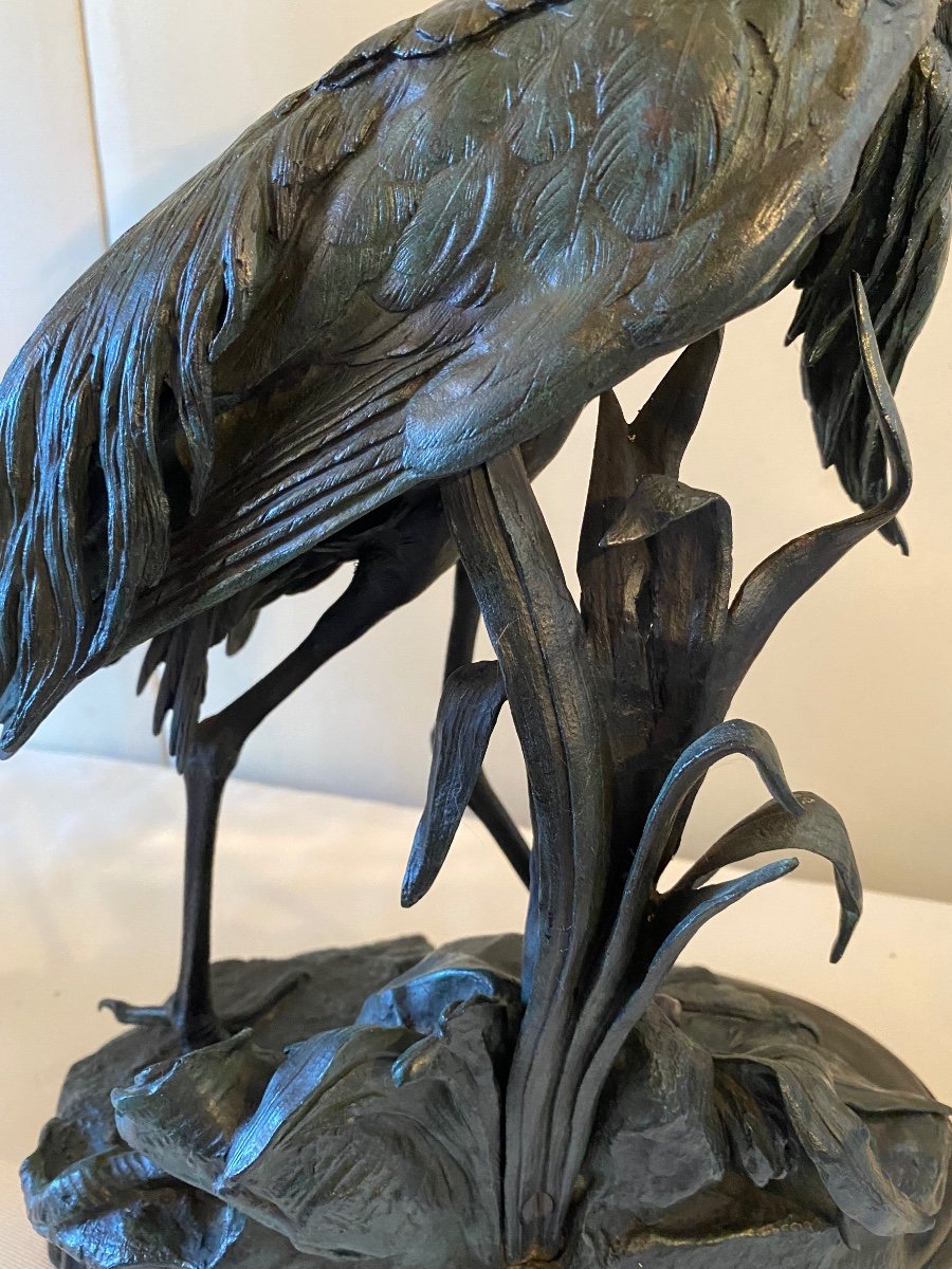 Moignier. Bronze The Heron, Signed On The Terrace. Ref: 383-photo-1