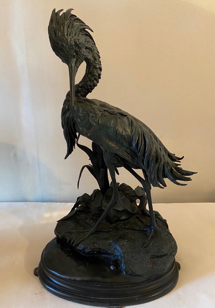 Moignier. Bronze The Heron, Signed On The Terrace. Ref: 383