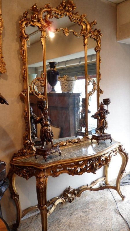 Console And Its Mirror In Gilded Wood. Ref: Cd 226