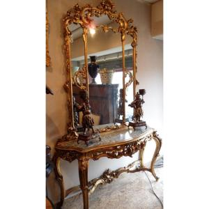 Console And Its Mirror In Gilded Wood. Ref: Cd 226