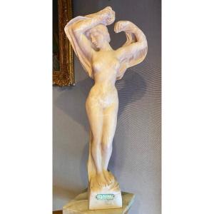 Alabaster Sculpture "the Night" By Jef Lambeaux. Ref: 384