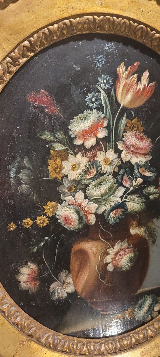 Paire De Peintures Bouquet De Fleurs-photo-2