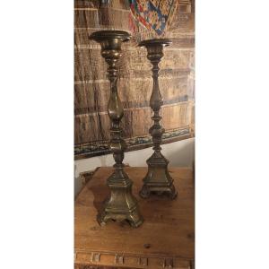 Pair Of Bronze Candlesticks