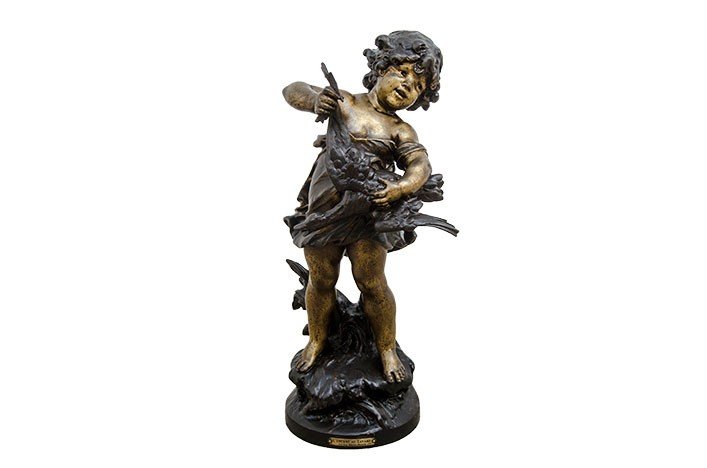 Statue: L'enfant au Canard par Auguste Moreau - HV1216