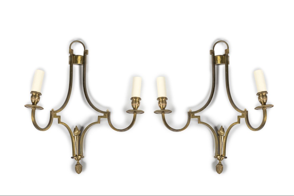 Pair Of Bronze Sconces By Maison Charles