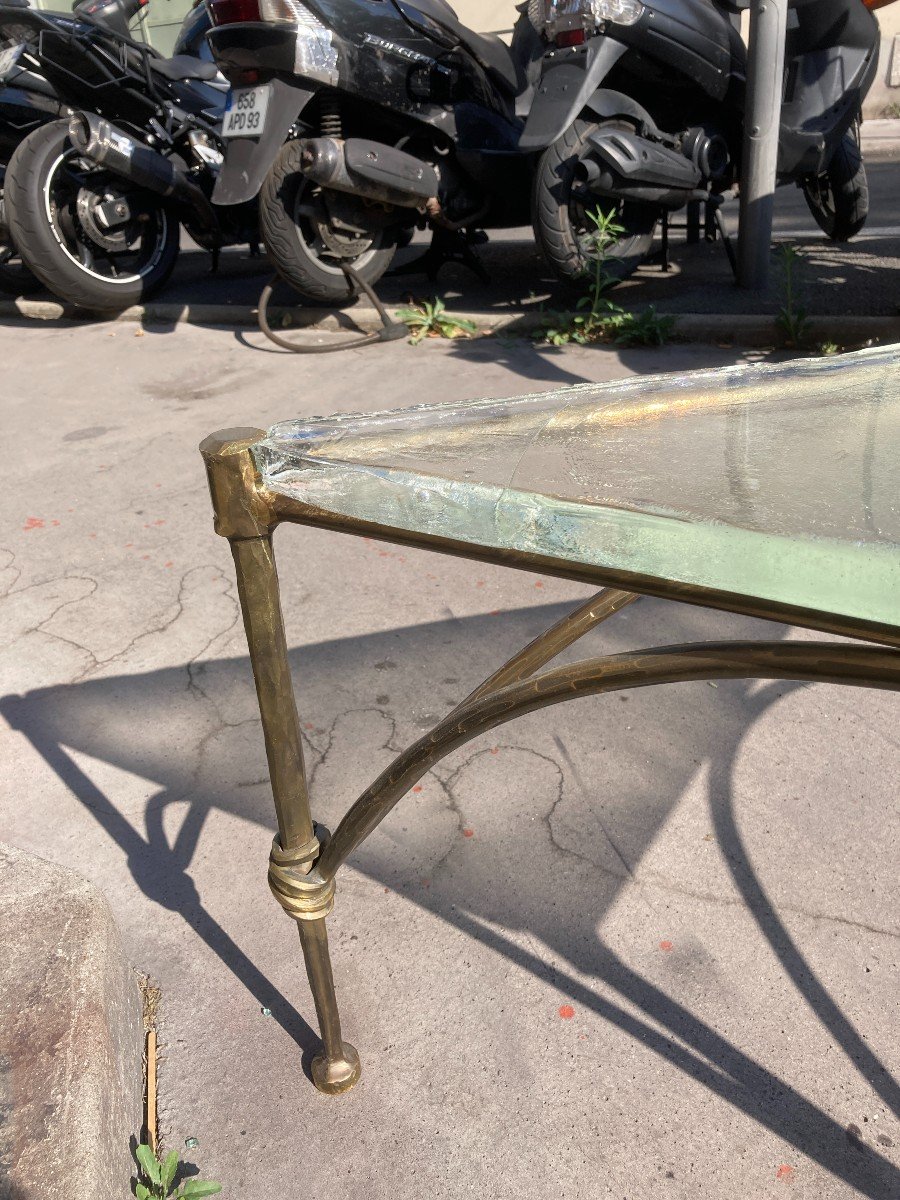 Corner Table In Bronze And Cast Glass By Lothar Klute-photo-4