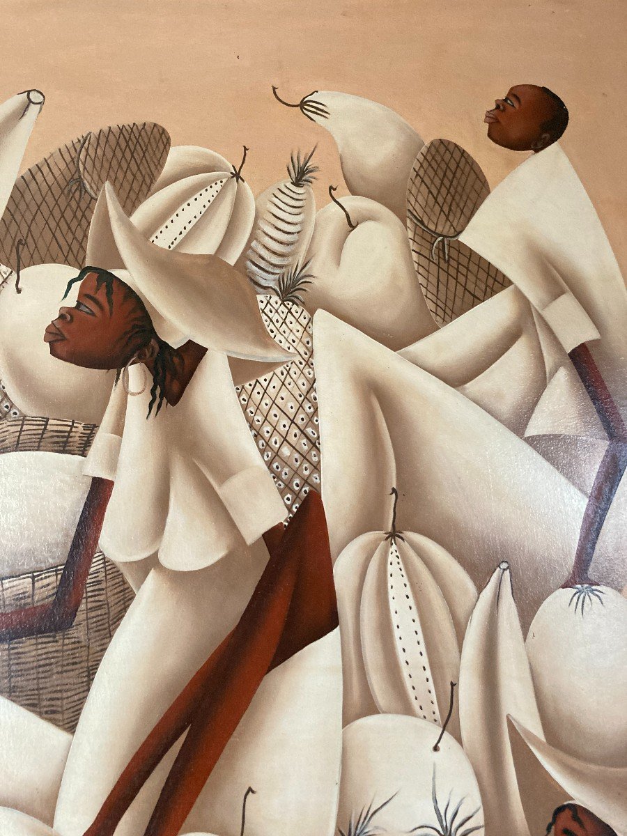 Large Painting Representing Stylized Africans-photo-1