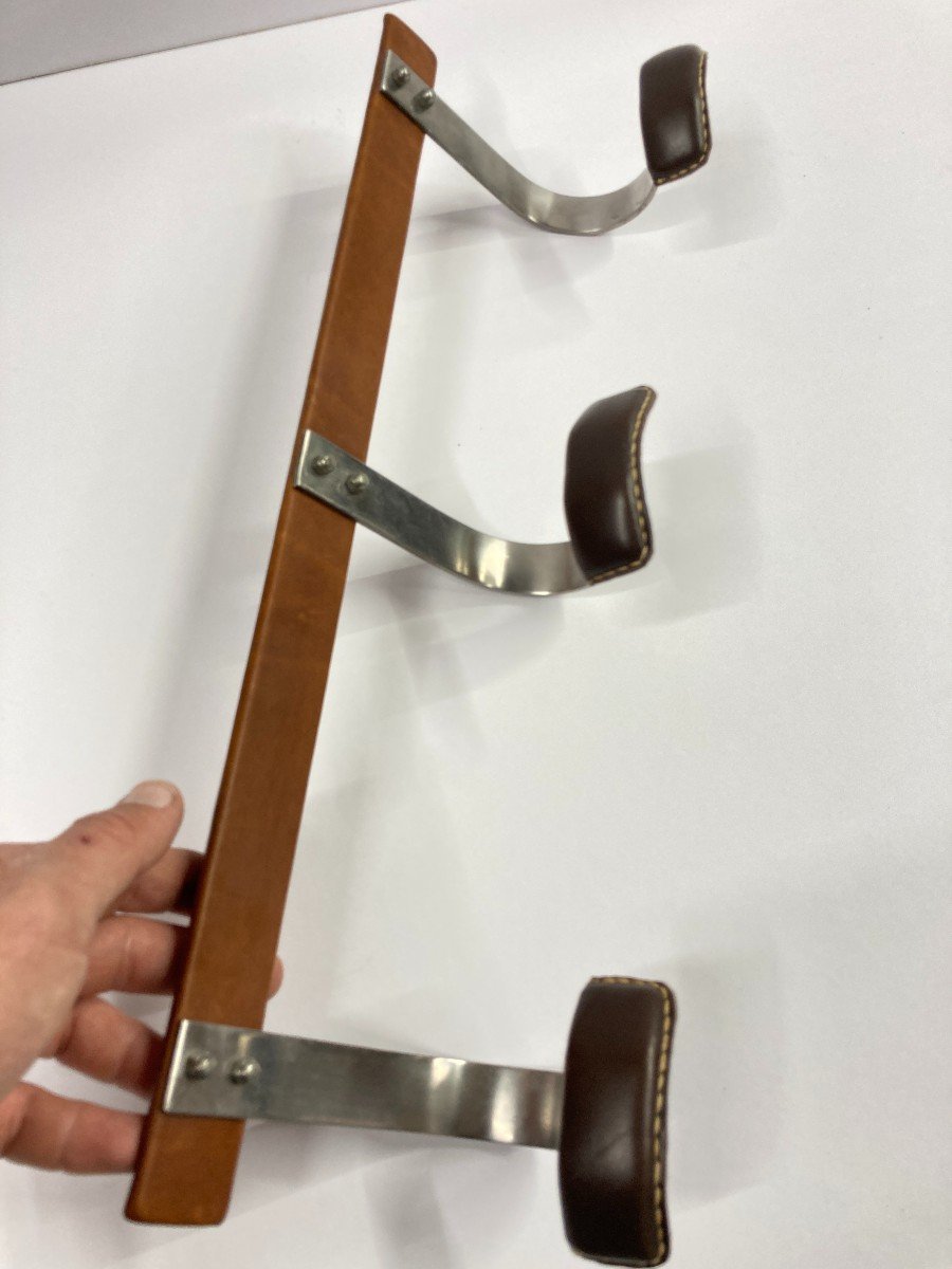 Leather Coat Rack By Jacques Adnet-photo-4