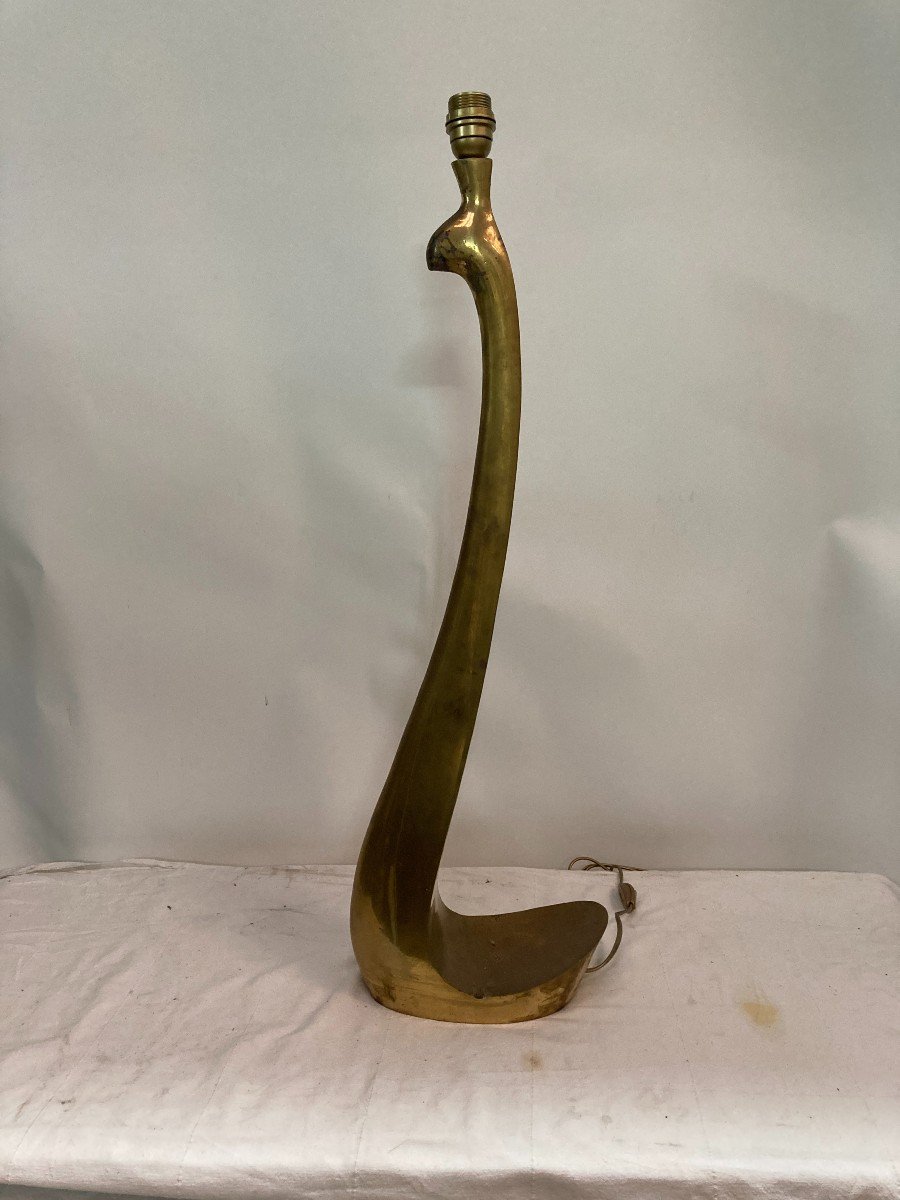 Grande Lampe " Oiseau Stylisé" En Bronze Signée Ricardo Scarpa-photo-1
