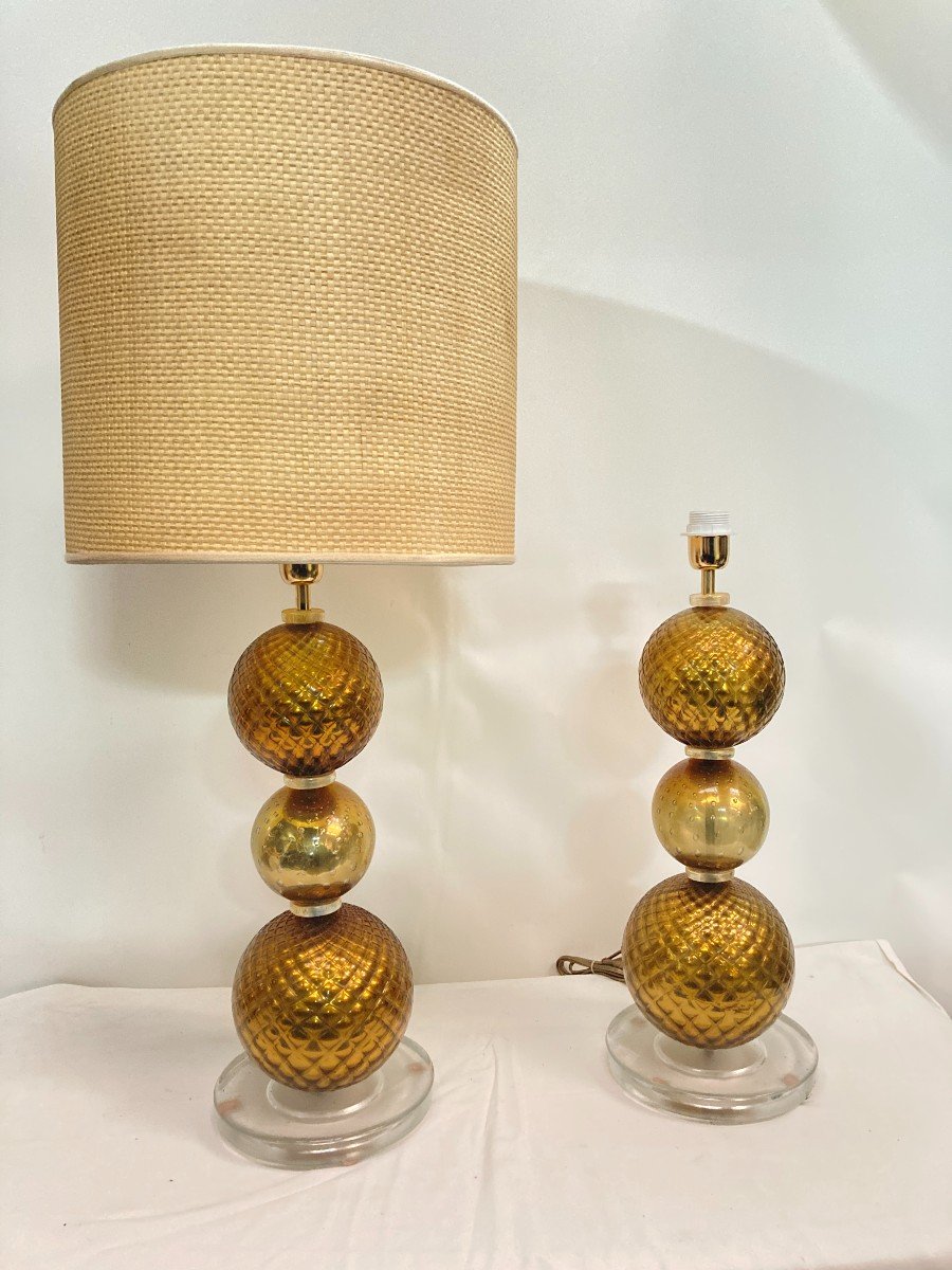 Pair Of Murano Glass Lamps Attributed To Gino Cenedese