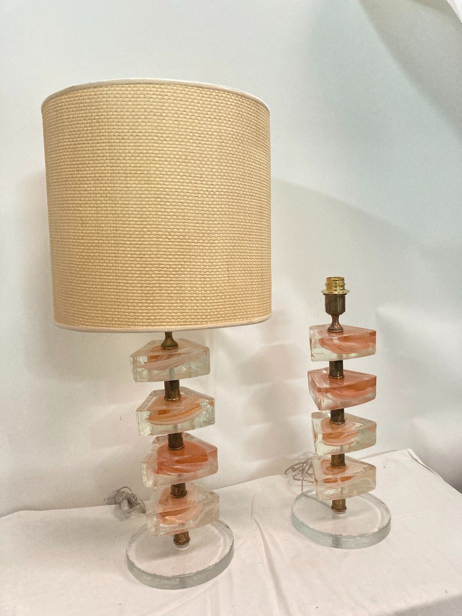 Pair Of Murano Glass Lamps 
